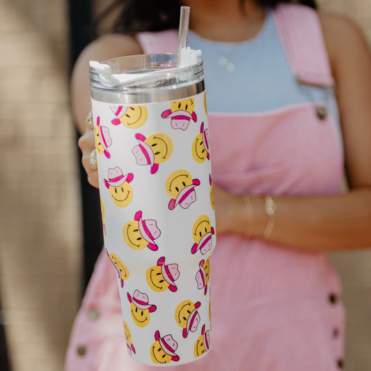 SALE! Cowboy Happy Face Tumbler